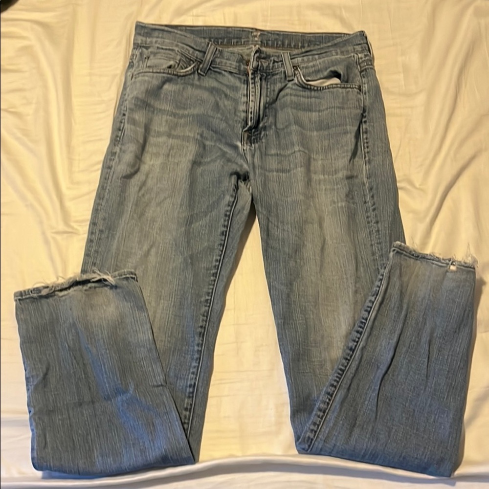 7 For All Mankind Blue Straight Jeans
